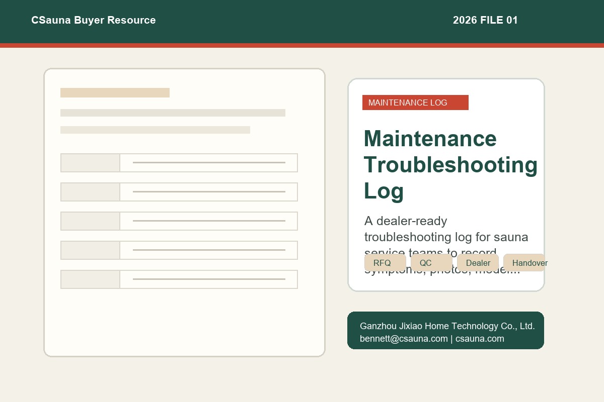 Sauna Maintenance Troubleshooting Log for Dealers CSauna buyer resource cover