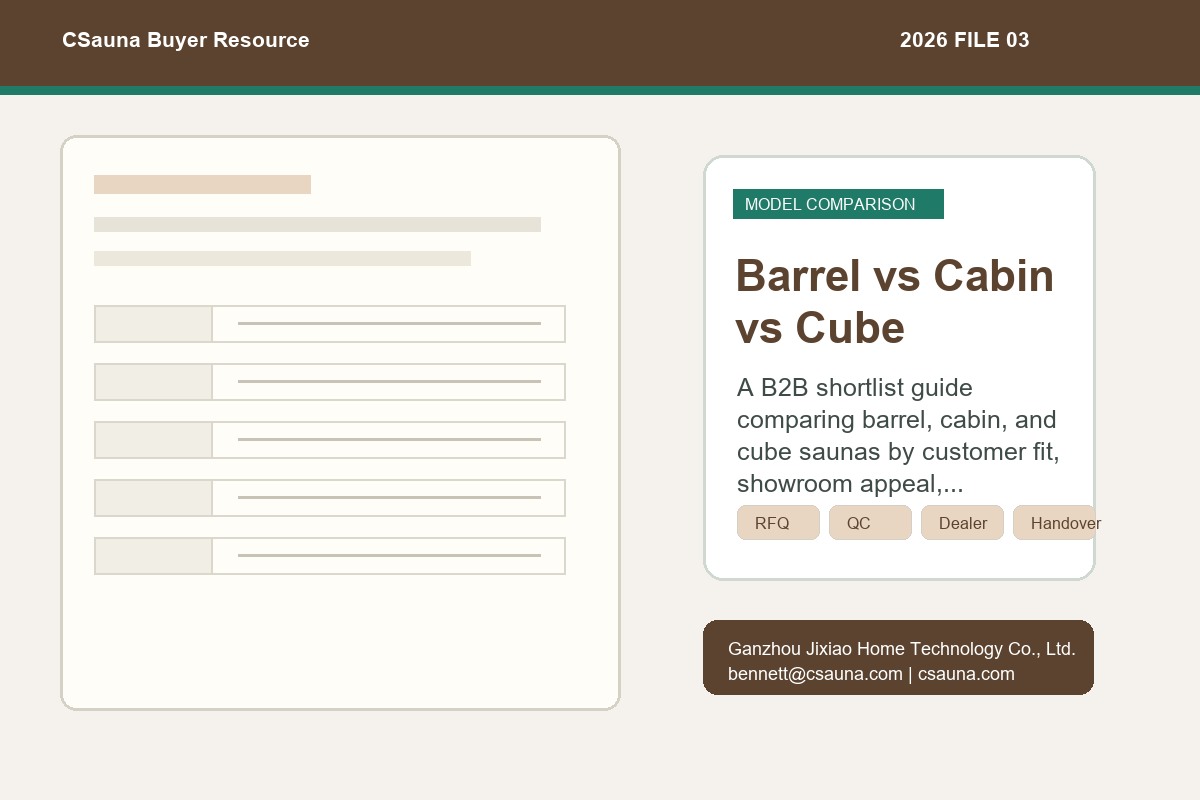 Barrel vs Cabin vs Cube Sauna: Dealer Shortlist Guide CSauna buyer resource cover