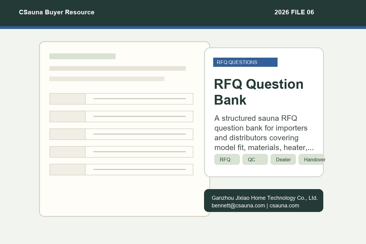 Sauna RFQ Question Bank for Importers CSauna buyer resource cover