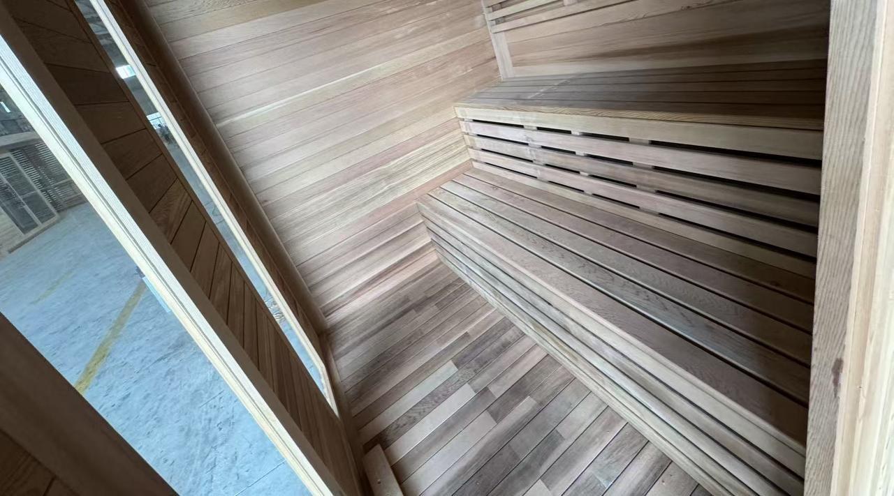Bench and interior wood layout for CSauna sauna materials and accessories options
