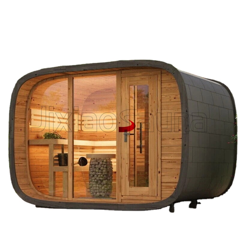 Curved Outdoor Sauna with Large Windows product image