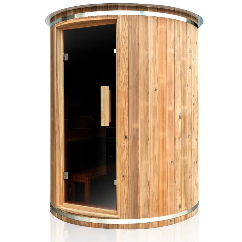 Upright Barrel Sauna Cabin with Curved Bench and Electric Stone Heater CSA-481 product image
