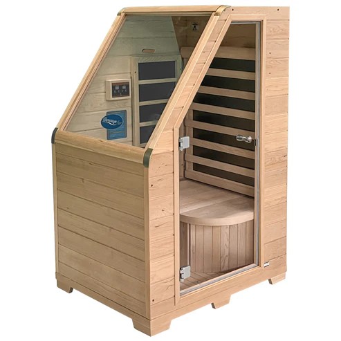 Angled-Glass Compact Infrared Sauna with Curved Seat CSA-302 product image
