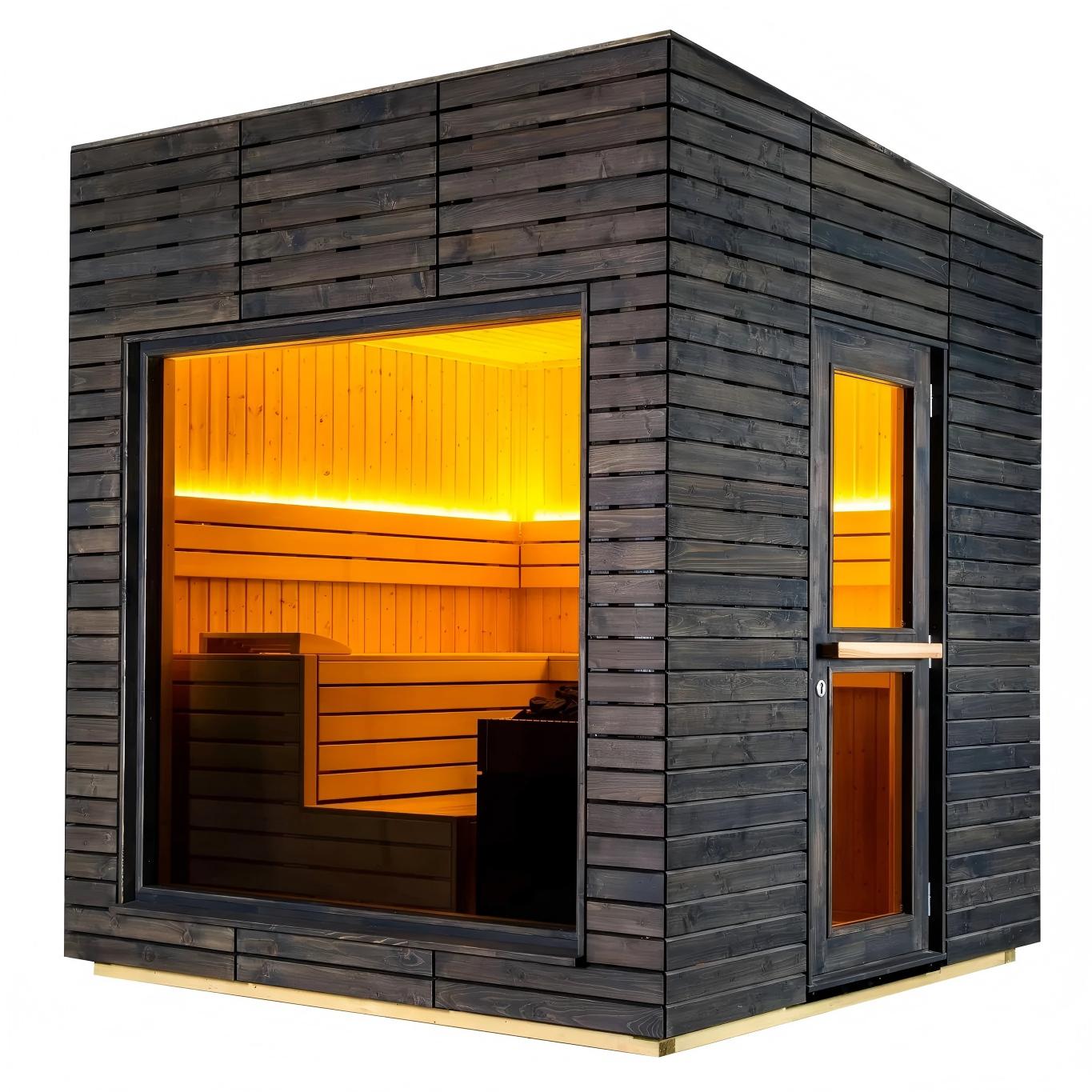 Carbonized Wood Panoramic Outdoor Sauna Cabin product image