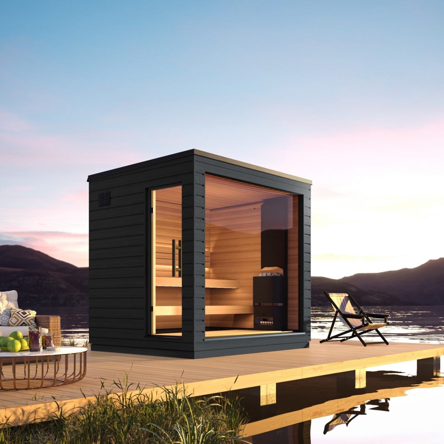 Luxury Prefab Sauna Room with Large Glass Front product image