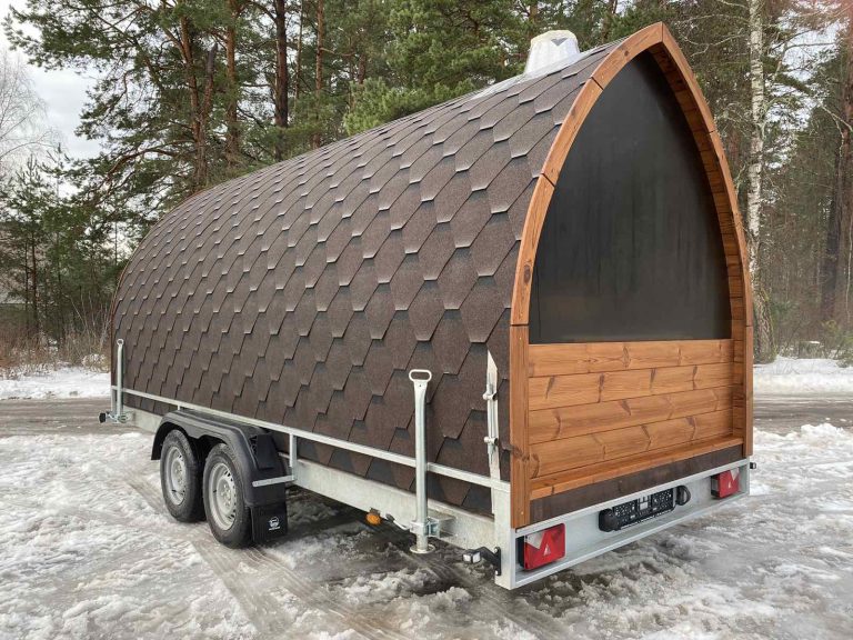 Cedar Outdoor Steam Sauna Cabin with Trailer Layout with Trailer Layout with Trailer Layout CSA-485 Main view