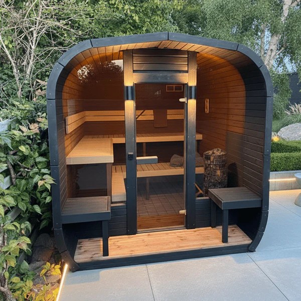 Outdoor Sauna Pod with Wood Stove and Porch product image