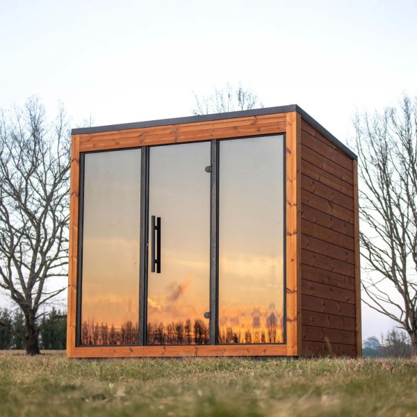 Cedar Outdoor Sauna Cabin with Wide Glass Door product image