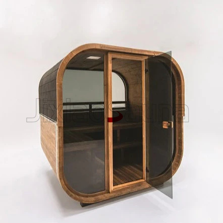 Modern Outdoor Patio Cube Sauna Spacious Glass Design for Serenity and Style Exterior angle