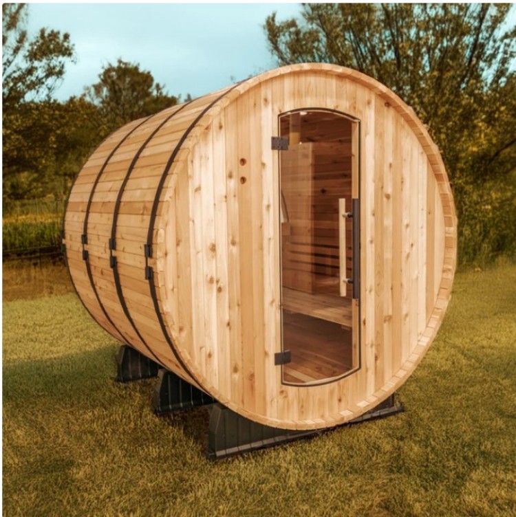 Outdoor Wood Barrel Sauna with LED Lighting and Heavy-Duty Shell product image