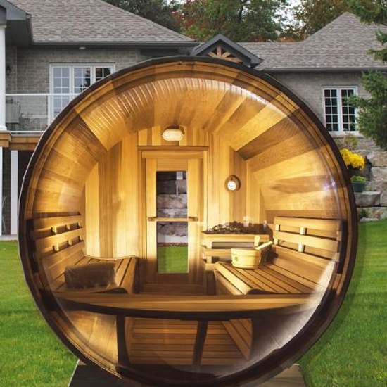 Red Cedar Barrel Sauna with Classic Finnish Heater Route CSA-94 Main view
