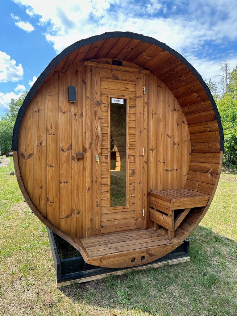 Nordic Panoramic Barrel Sauna with Wood Stove and Full Glass product image