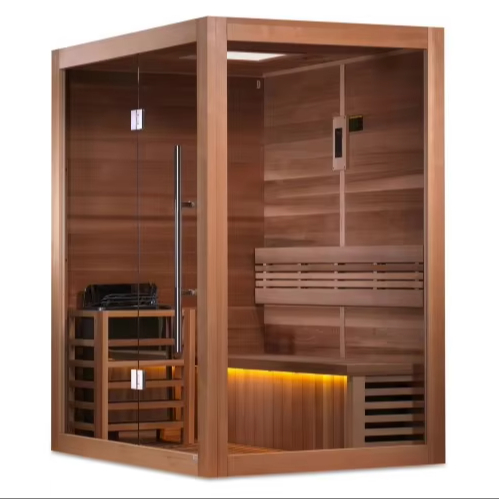 OEM/ODM 3 Person Far Infrared Sauna Room Indoor Wooden Sauna with Full Spectrum Heaters Low Temperature Dry Heat Therapy Exterior angle