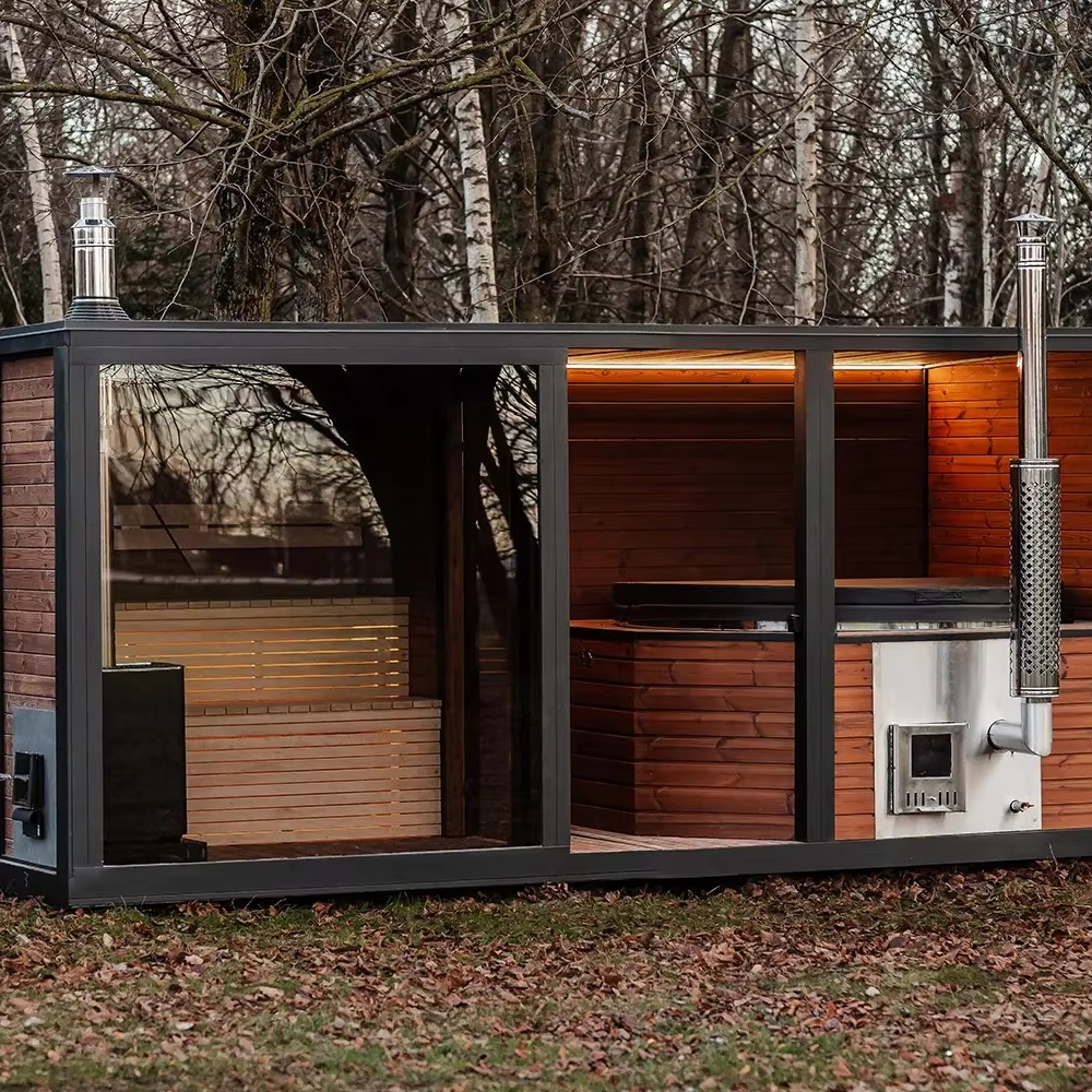 Outdoor Wooden Sauna Room Solid Wood Sauna Hut for Private Yard product image