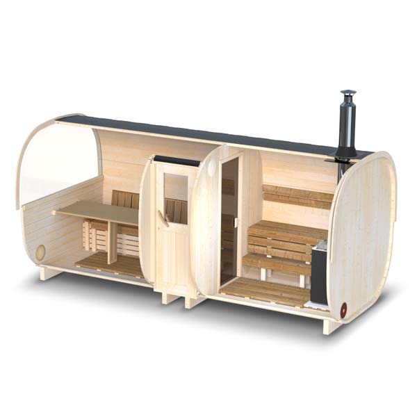 Premium Red Cedar Barrel Sauna with Full Multi-Panel Glass CSA-492 Main view