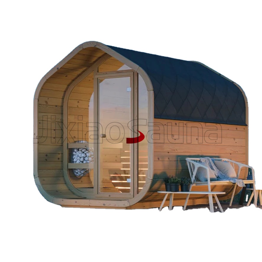 Compact Barrel Sauna with Front Glass Door for Outdoor Sites product image