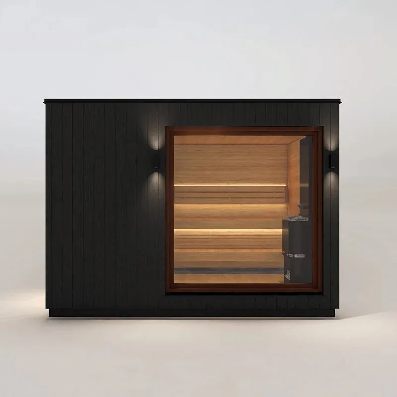 4-6 Person Outdoor Wood Sauna Cabin with Double Shell product image
