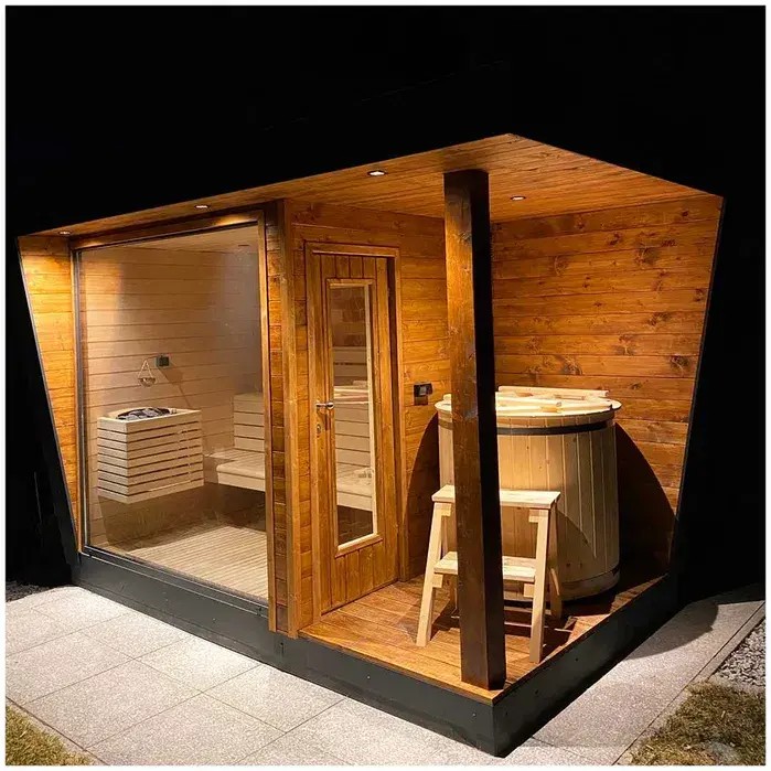 CSA-16 Full-Glass Prefab Wood Sauna Cabin Cabin finish detail