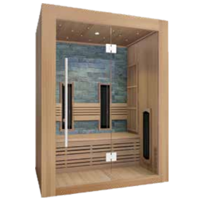 Two-Person Glass-Front Infrared Sauna with Salt-Stone Back Wall product image