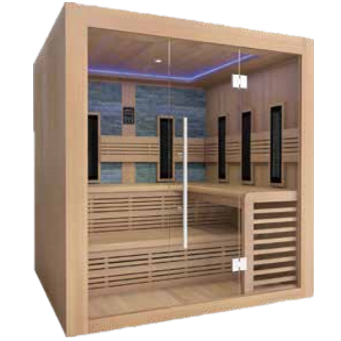 Two-Person Glass-Front Infrared Sauna with Salt-Stone Back Wall CSA-1000 reference view 2