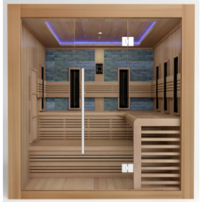Two-Person Glass-Front Infrared Sauna with Salt-Stone Back Wall CSA-1000 reference view 4