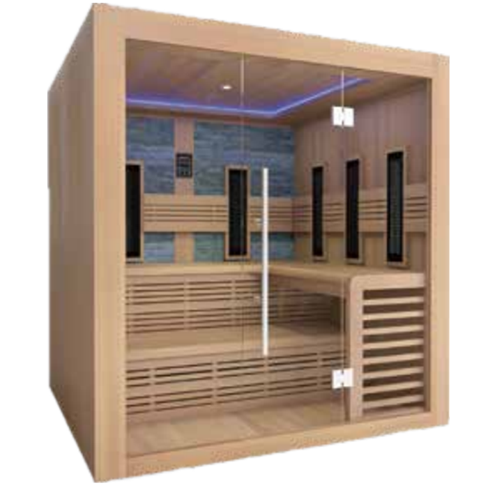 Two-Person Glass-Front Infrared Sauna with Salt-Stone Back Wall CSA-1000 reference view 5