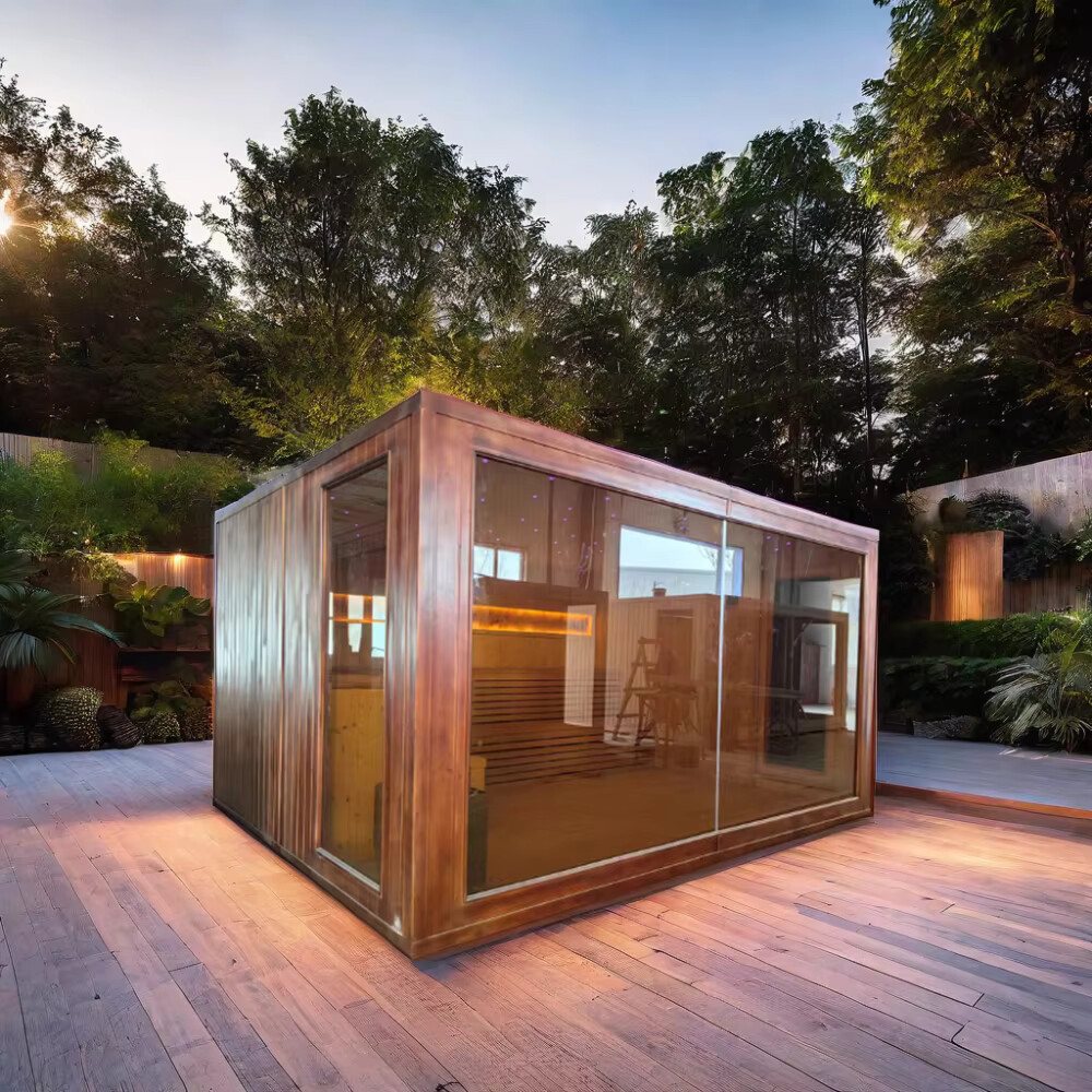 Black Frame Cube Sauna with Panoramic Glass product image