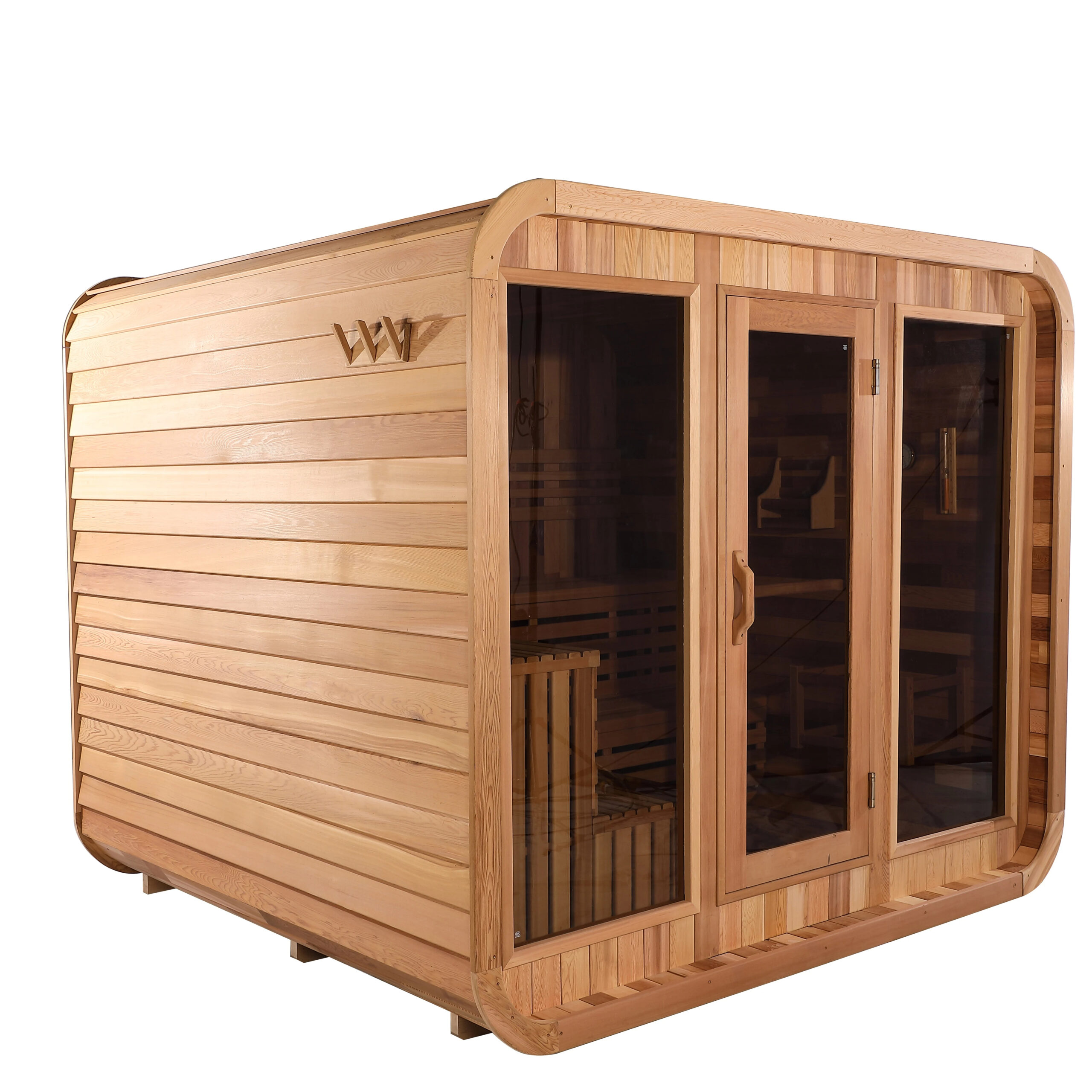 Red Cedar Rounded-Cube Outdoor Sauna with Electric Heater CSA-172 reference view 2