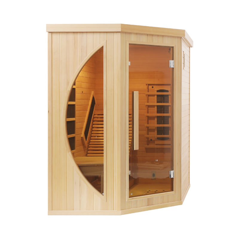 Compact One-Person Hemlock Infrared Sauna with Leaf-Shaped Side Window CSA-325 reference view 2