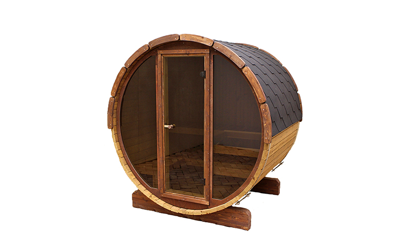 Red Cedar Outdoor Barrel Sauna with Glass-Front Option product image
