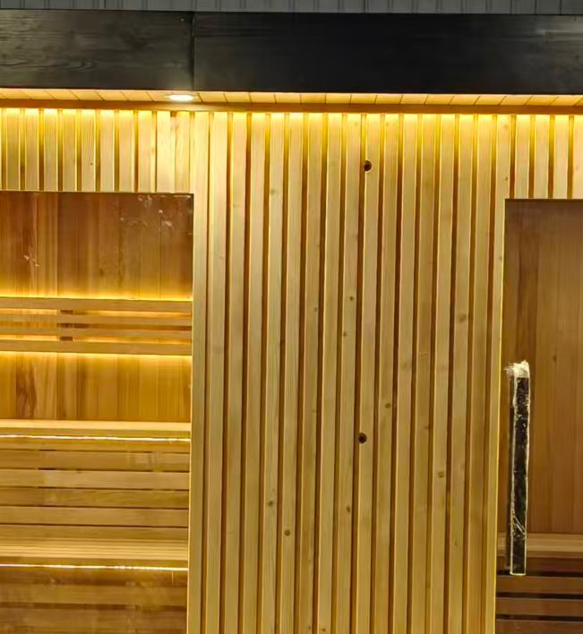 6-Person Canadian Red Cedar Square Sauna Room with 9kw Electric Heater CSA-608 Interior view