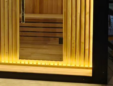 6-Person Canadian Red Cedar Square Sauna Room with 9kw Electric Heater CSA-608 Side profile