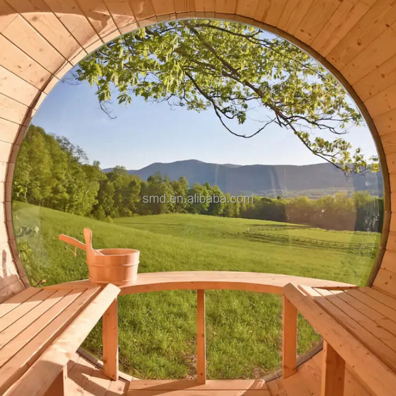 Eight-Person Red Cedar Barrel Sauna with Full-Round Glass Front CSA-610 reference view 3