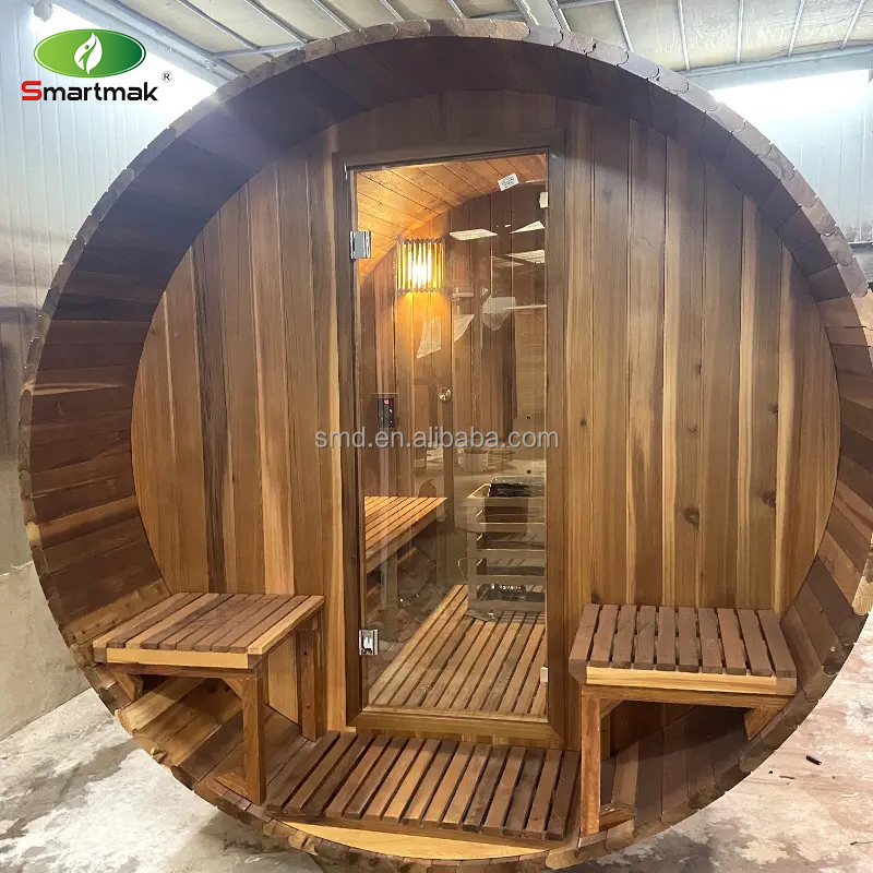 Eight-Person Red Cedar Barrel Sauna with Full-Round Glass Front CSA-610 reference view 6