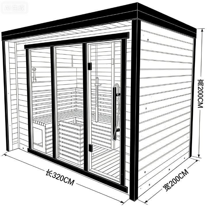 Glass Corner Outdoor Sauna Cabin with Deck Platform CSA-611 reference view 6