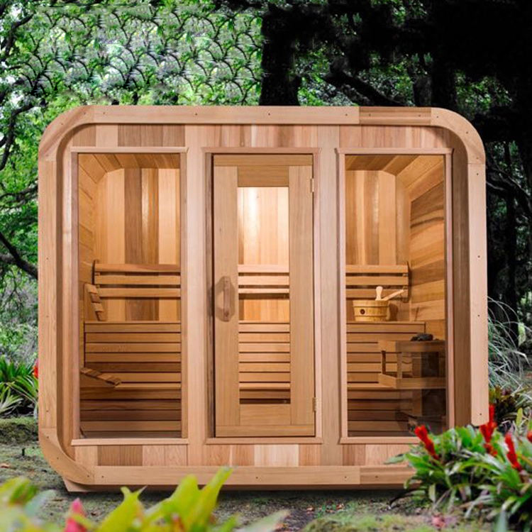 Two-Person Solid-Wood Outdoor Cube Sauna Cabin product image