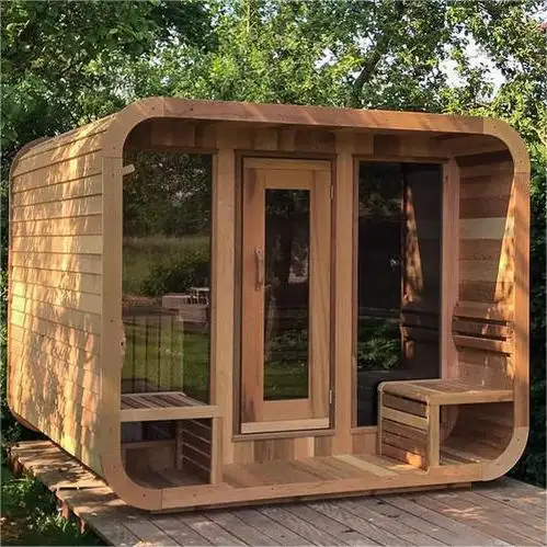 Two-Person Solid-Wood Outdoor Cube Sauna Cabin CSA-612 reference view 5