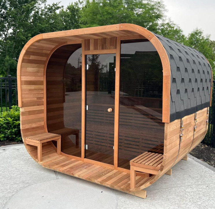 Four-to-Eight-Person Square Barrel Outdoor Sauna product image