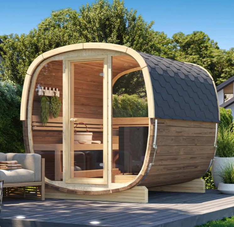 Four-to-Eight-Person Square Barrel Outdoor Sauna CSA-614 reference view 2