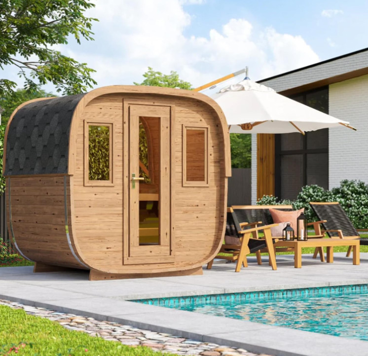 Four-to-Eight-Person Square Barrel Outdoor Sauna CSA-614 reference view 4