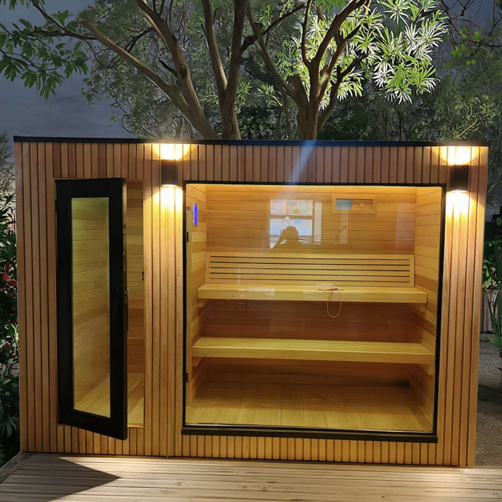 Outdoor Sauna Shower Lounge Cabin with Carbonized Wood Finish CSA-617 Buyer reference