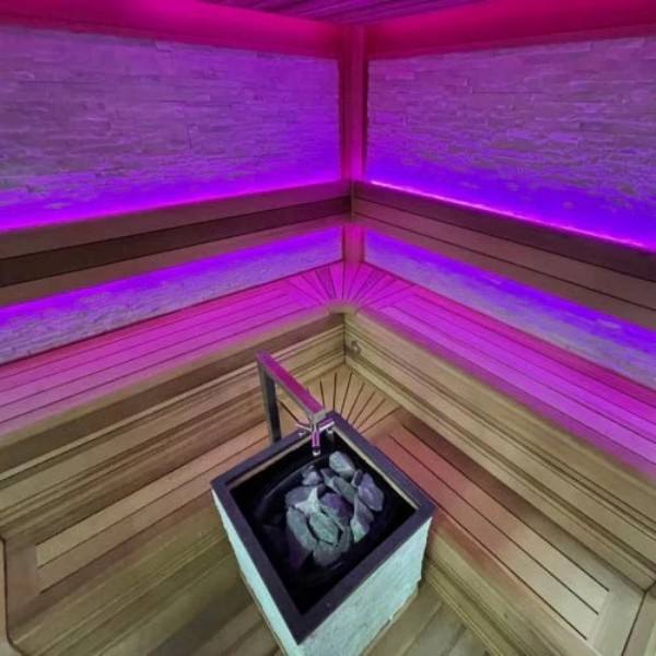 Contemporary Panoramic Cedar Sauna Hut CSA-619 Door and glass