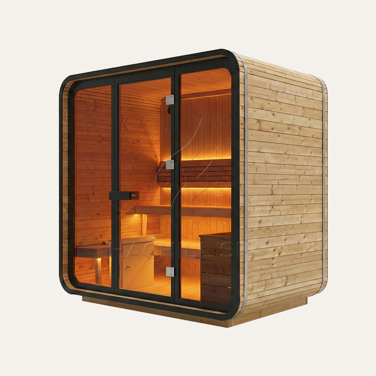 Modern Industrial Outdoor Wood Sauna Pod CSA-620 Exterior angle