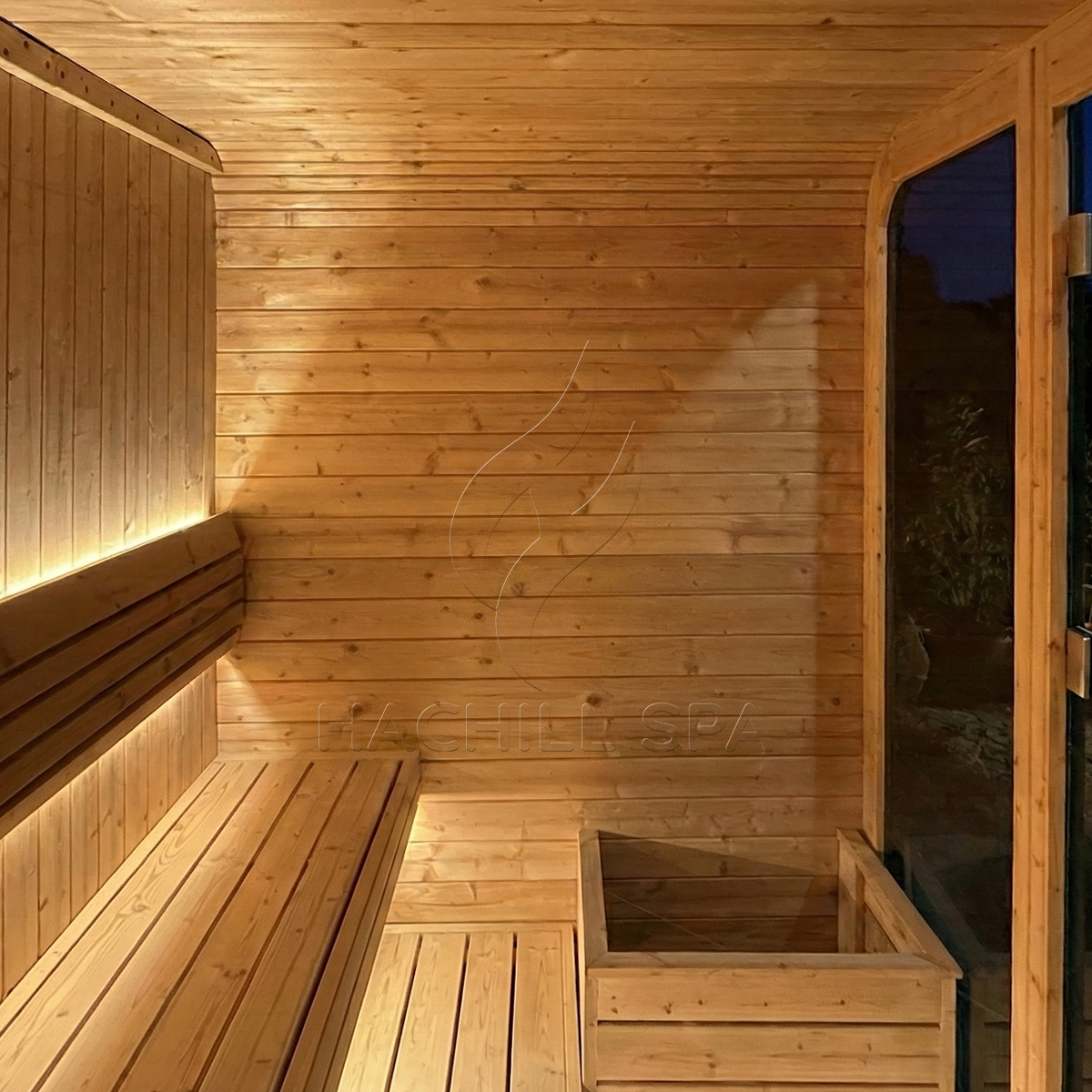 Modern Industrial Outdoor Wood Sauna Pod CSA-620 Side profile