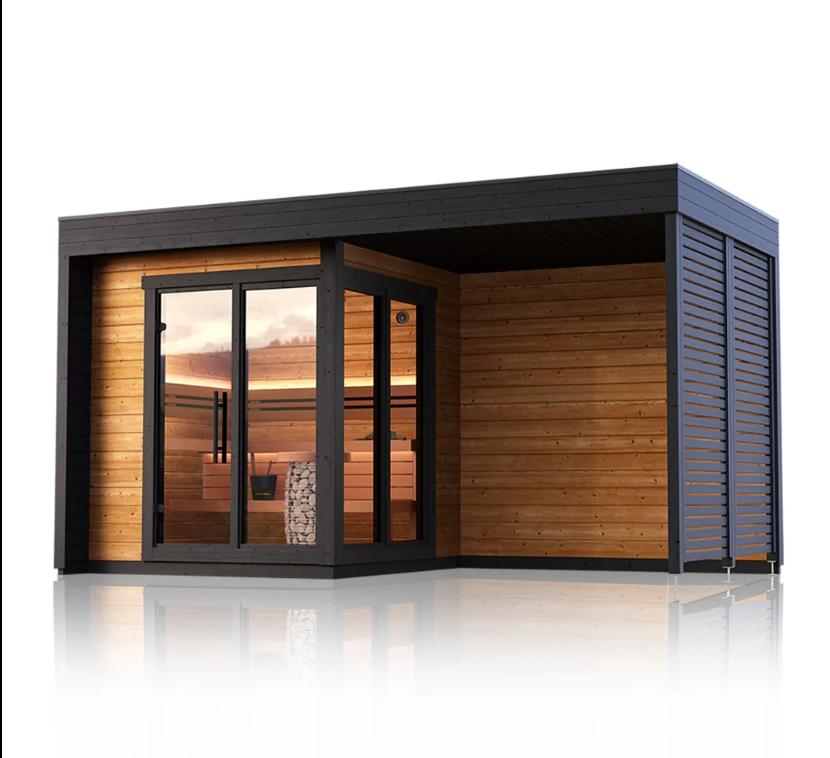 Rounded Outdoor Sauna Cabin with Front Glass Direction product image