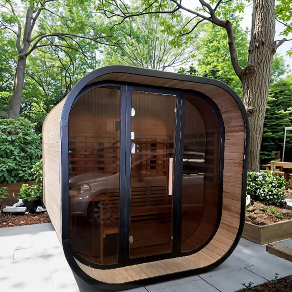Rounded Spruce Outdoor Steam Sauna Room with Glass Front CSA-630 Buyer reference