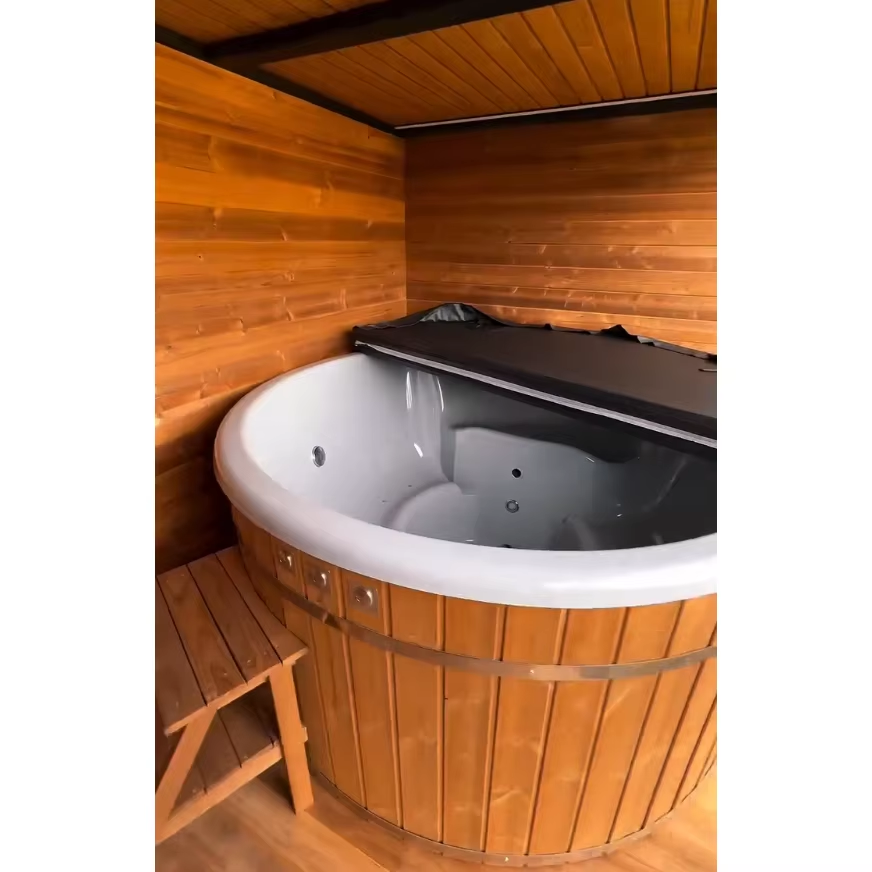 Integrated Glass Sauna Pavilion with Hot-Cold Tub Bay CSA-634 Buyer reference