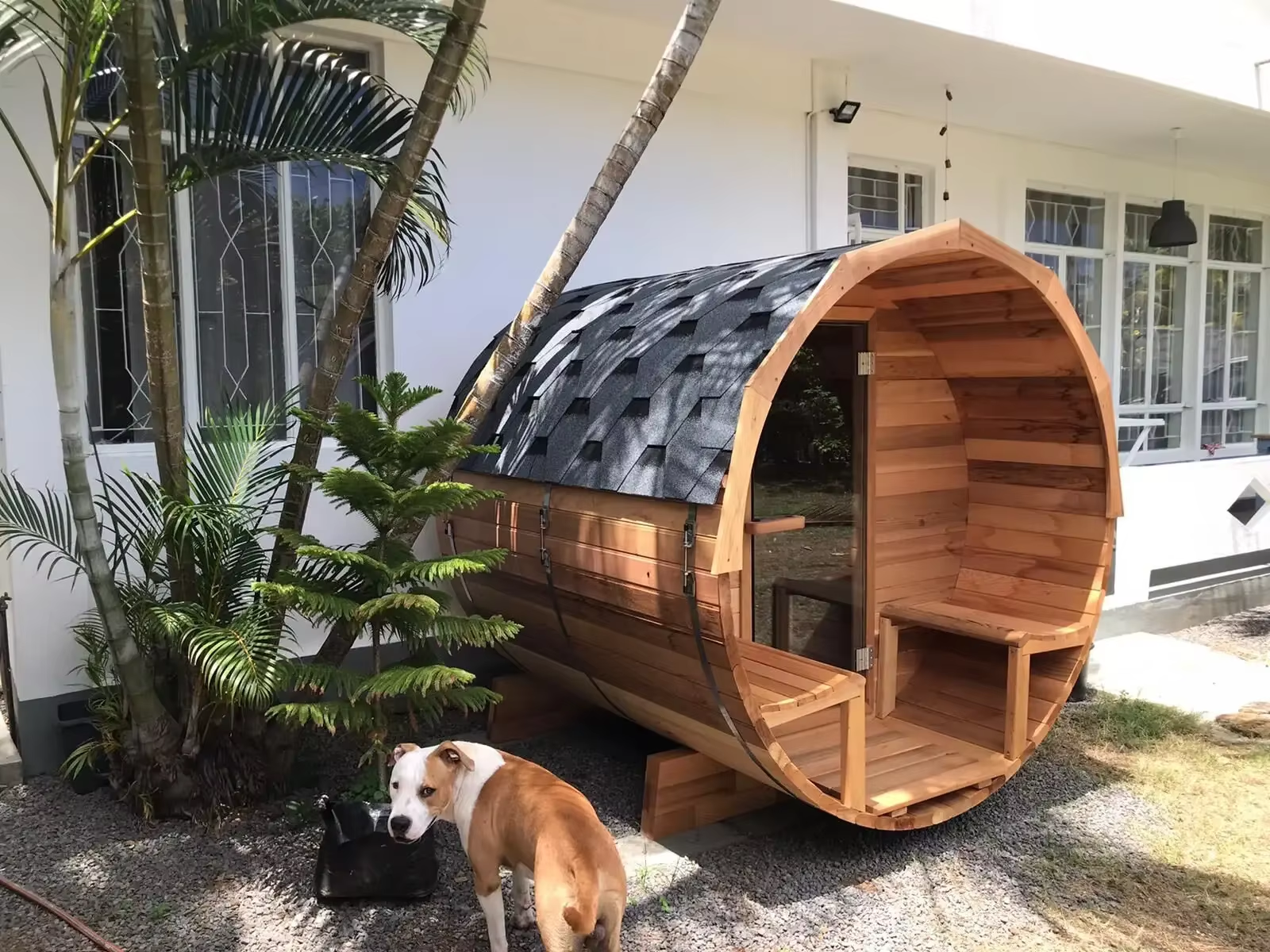 Panoramic Half-Dome Glass Barrel Sauna CSA-640 Interior view