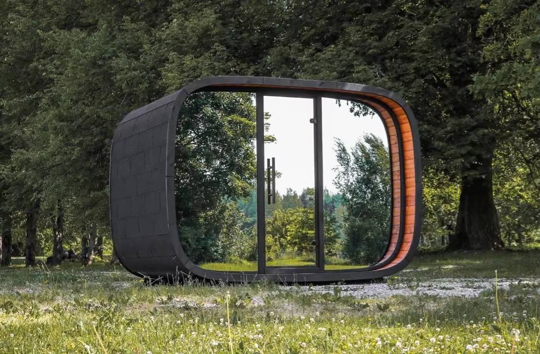 Black Rounded Panoramic Garden Sauna Pod CSA-641 Interior view