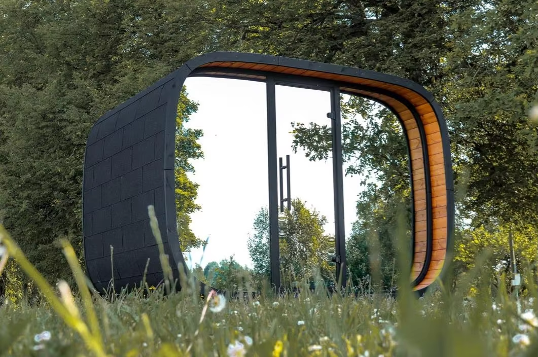 Black Rounded Panoramic Garden Sauna Pod CSA-641 Door and glass